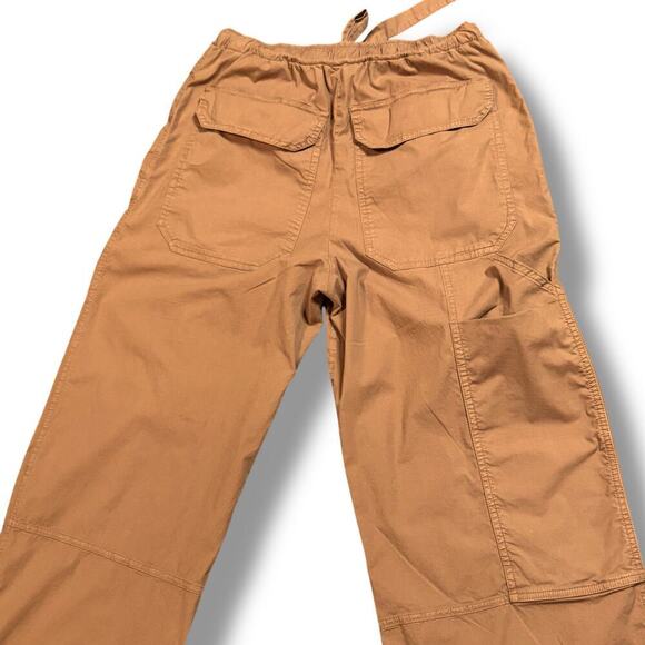 Monrow Women’s Peanut Mocha Brown Elastic Waistband Wide Leg Cargo Pant Small - Picture 10 of 13